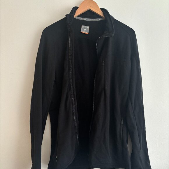 $350 Icebreaker Asymmetrical Black Merino Wool Zippered Jacket- Medium - Picture 6 of 10
